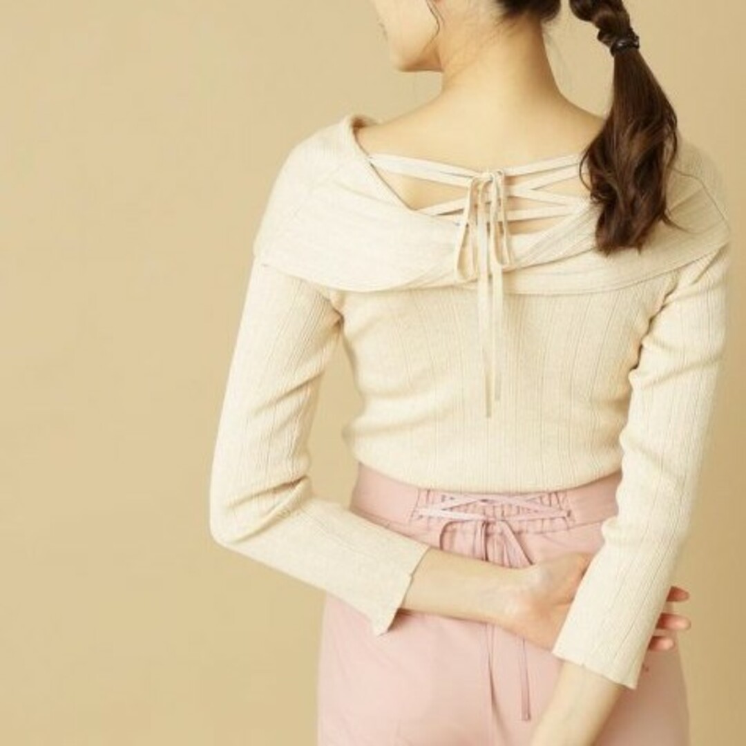 Margarin fingers Ribbon twist knit cream