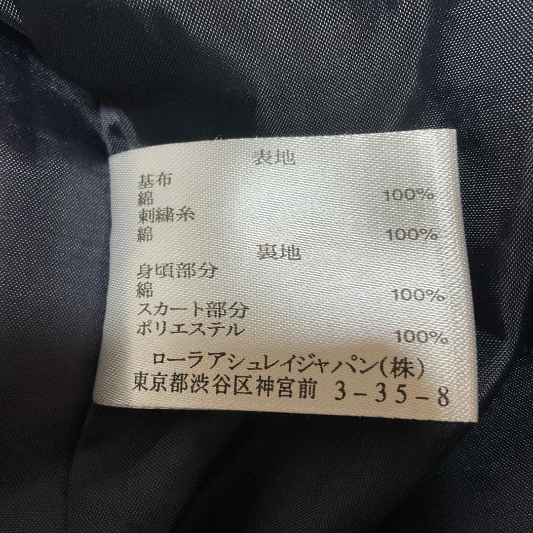ローラアシュレイ  ボタニカル刺繍　ワンピース　ネイビー　11号　綿100%