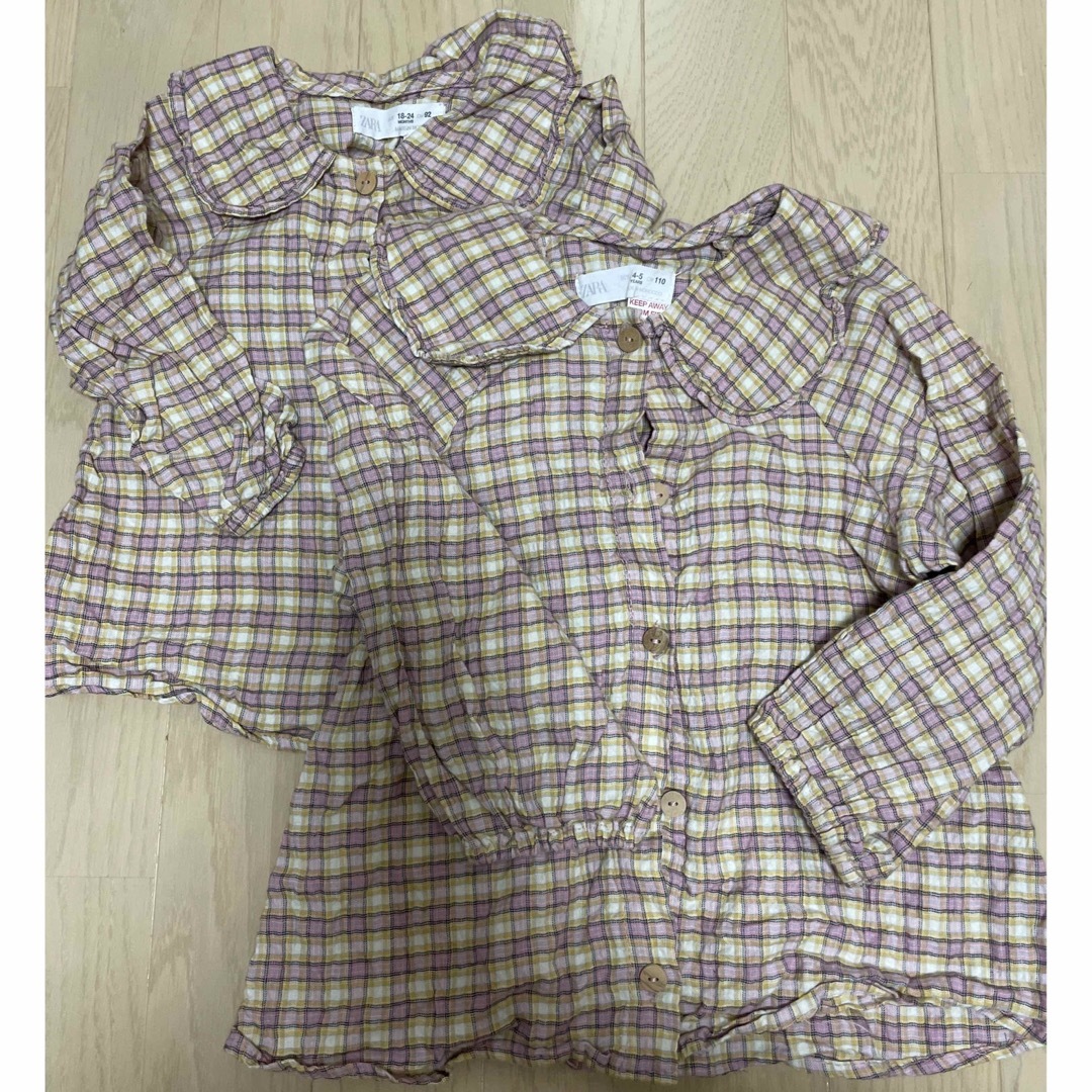 ZARA KIDS(ザラキッズ)のチェックブラウス キッズ/ベビー/マタニティのキッズ服女の子用(90cm~)(ブラウス)の商品写真