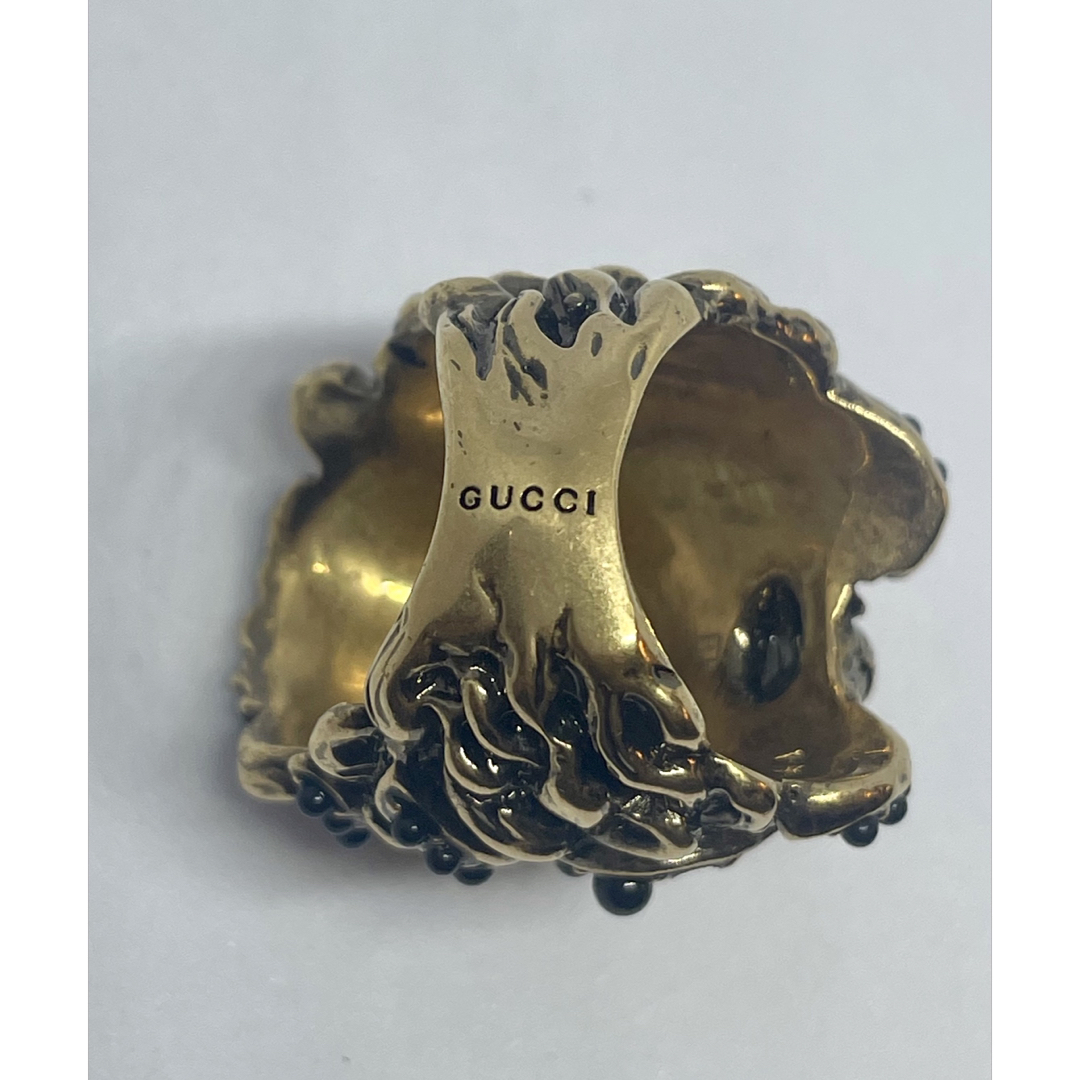 Gucci(グッチ)の✨超激レア✨グッチ　ライオンヘッドリングクリスタルグラスパールリング メンズのアクセサリー(リング(指輪))の商品写真