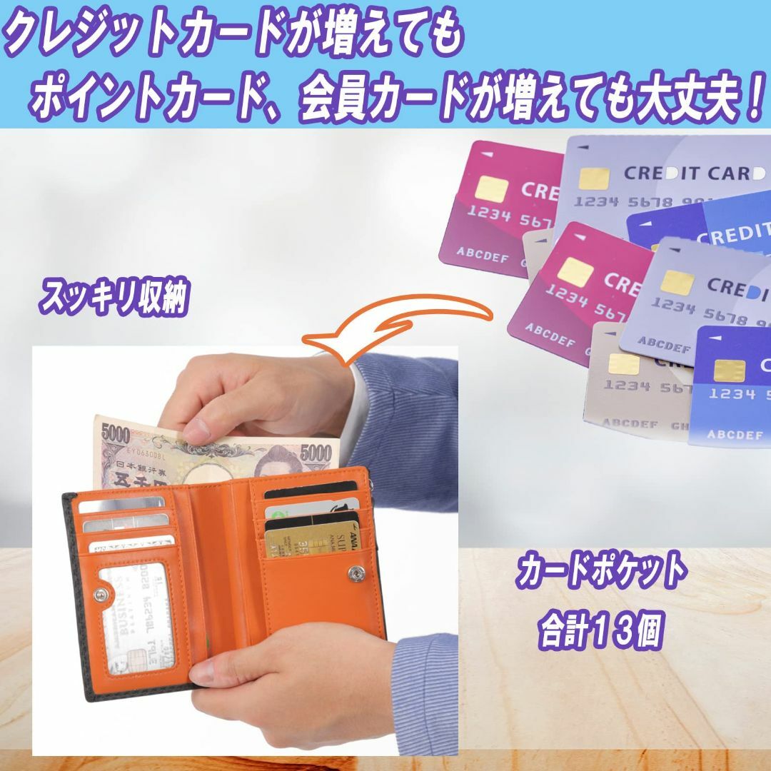 【色: New Orange】[Bokkow] 財布 メンズ 二つ折り 縦型 カ 1