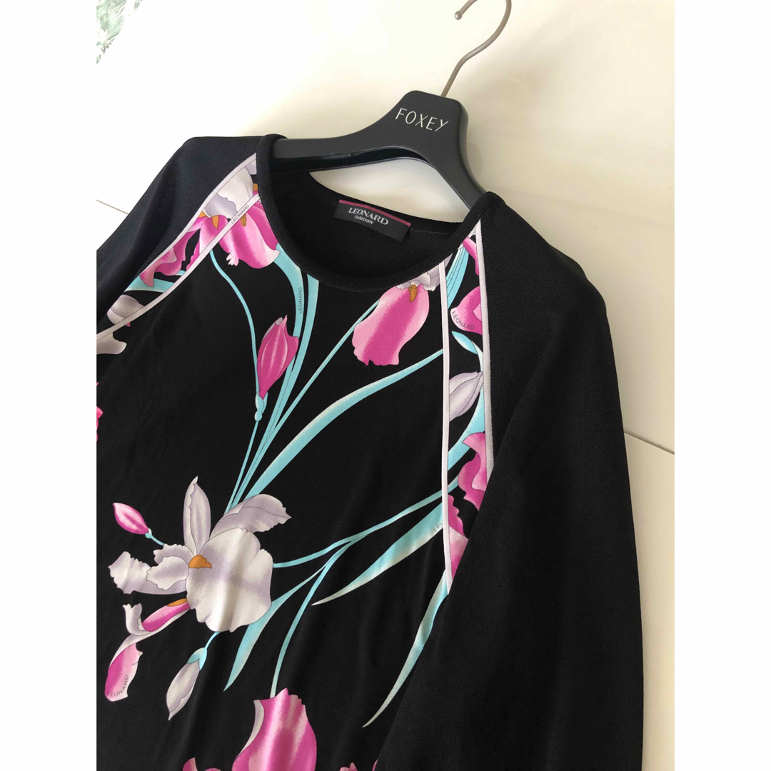 美品】LEONARD 七分丈トップス 花柄 カンカン サイズ44-