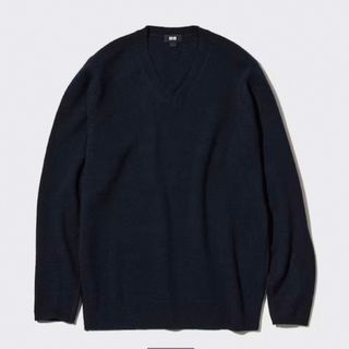 ユニクロ(UNIQLO)の新品タグ付●ユニクロ ラムVネックセーター Sサイズ　ブルー(ニット/セーター)