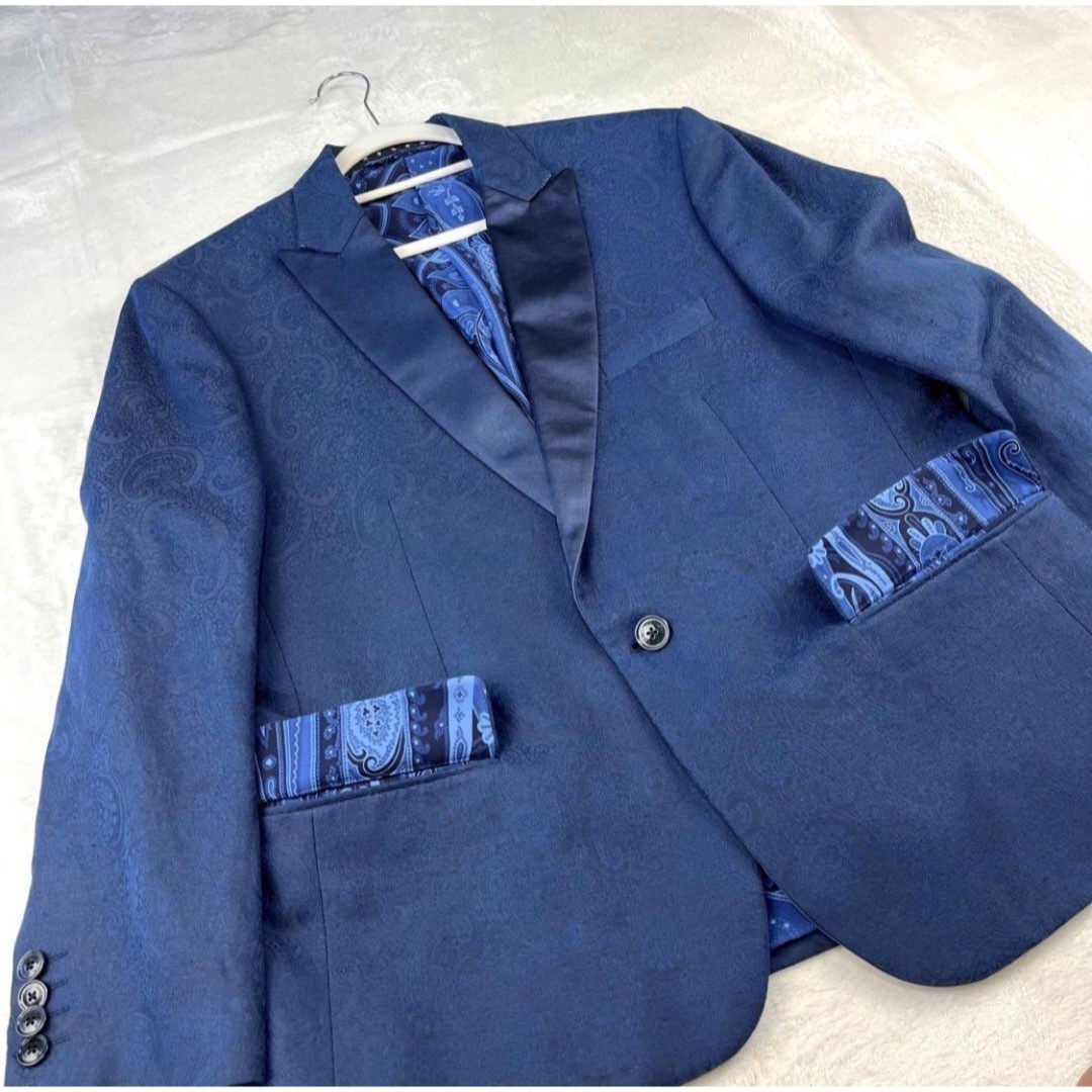 極美品】エトロ メンズ ジャケット タキシード ペイズリー ブルー XL-