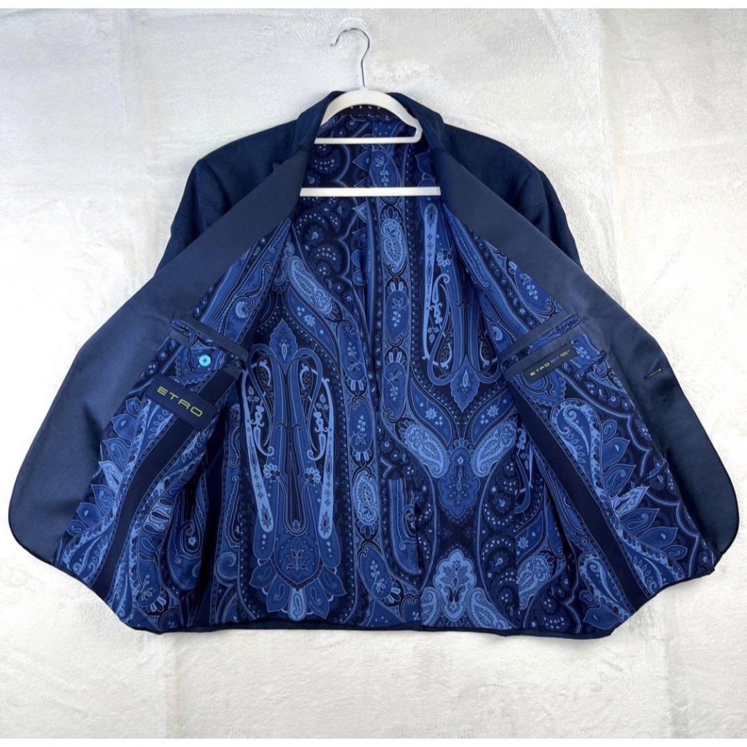 極美品】エトロ メンズ ジャケット タキシード ペイズリー ブルー XL-