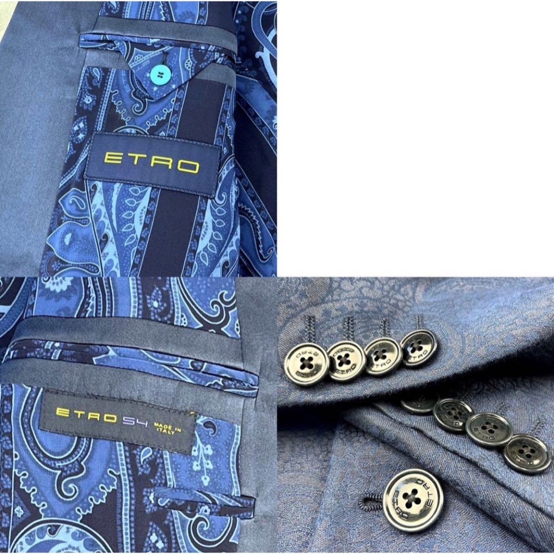 極美品】エトロ メンズ ジャケット タキシード ペイズリー ブルー XL-
