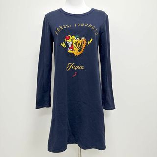 カンサイヤマモト(Kansai Yamamoto)の【山本寛斎】  Tシャツワンピース ネイビー Mサイズ 虎 刺繍(ひざ丈ワンピース)