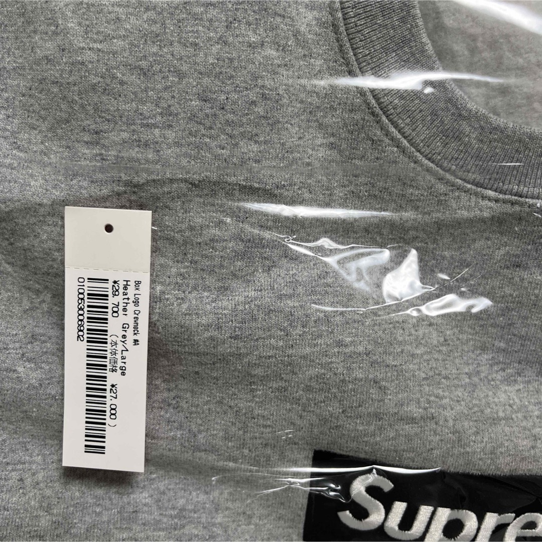 22AW supreme box logo crew neck グレー Lサイズ