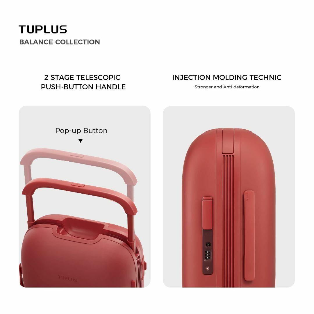 【色: レッド】[TUPLUS] スーツケース 超軽量 ABS キャリーケース