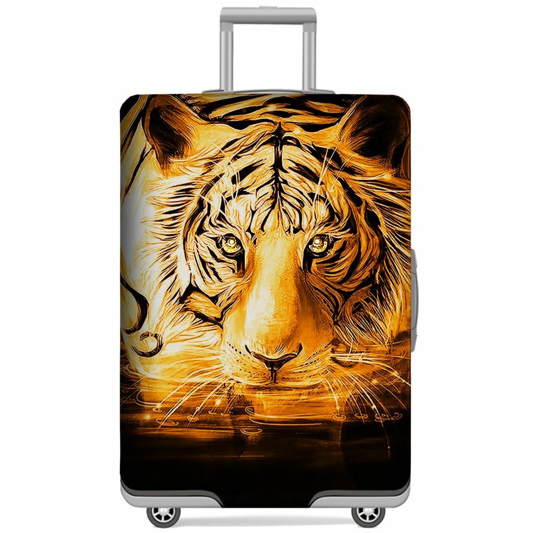【色: トラ】[GANNEPIE] スーツケースカバー洗える旅行荷物保護器タイガ