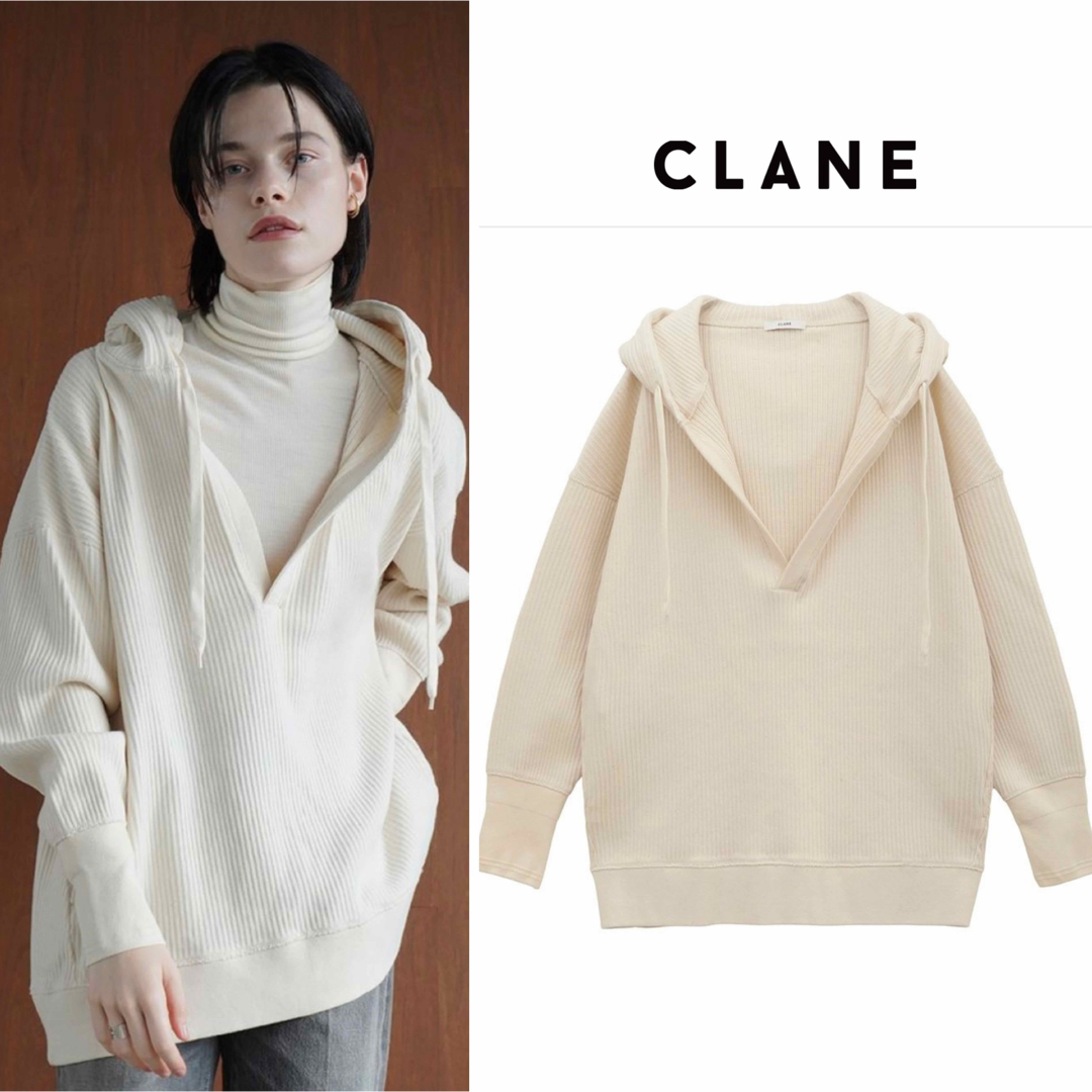 CLANE ヘビー リブ フーディ HEAVY RIB HOODIE IVORYトップス