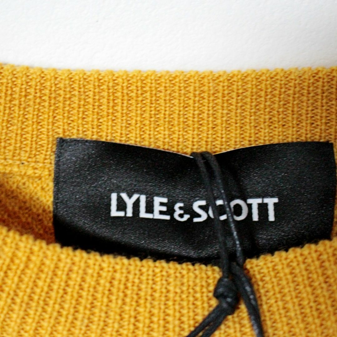 54cm袖丈新品 ライルアンドスコット 洗えるウール リンクス編みセーター Lサイズ 黄系
