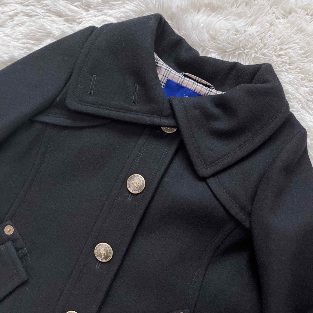 BURBERRY BLUE LABEL プリーツウールコート 黒 サイズ36