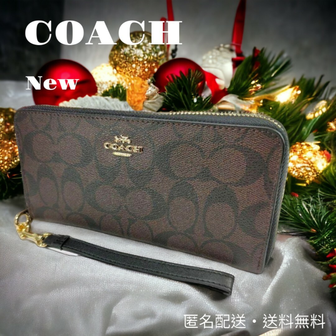 COACH 財布 長財布 C4452 ブラウン×ブラック - 長財布