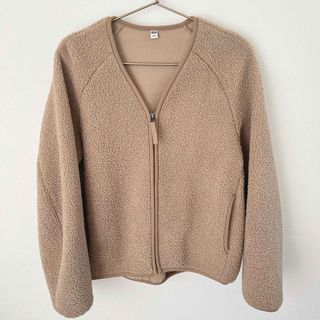 UNIQLO ユニクロ ソフトボアフリースVネックカーディガン ブルゾン　S(ブルゾン)