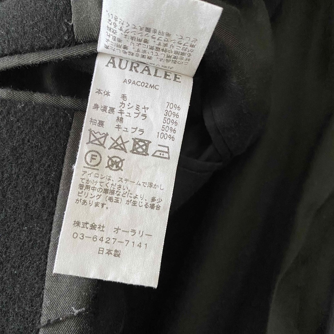 AURALEE(オーラリー)のAURALEE カシミヤ　ウール　チェスターコート　黒　19aw オーラリー レディースのジャケット/アウター(ロングコート)の商品写真
