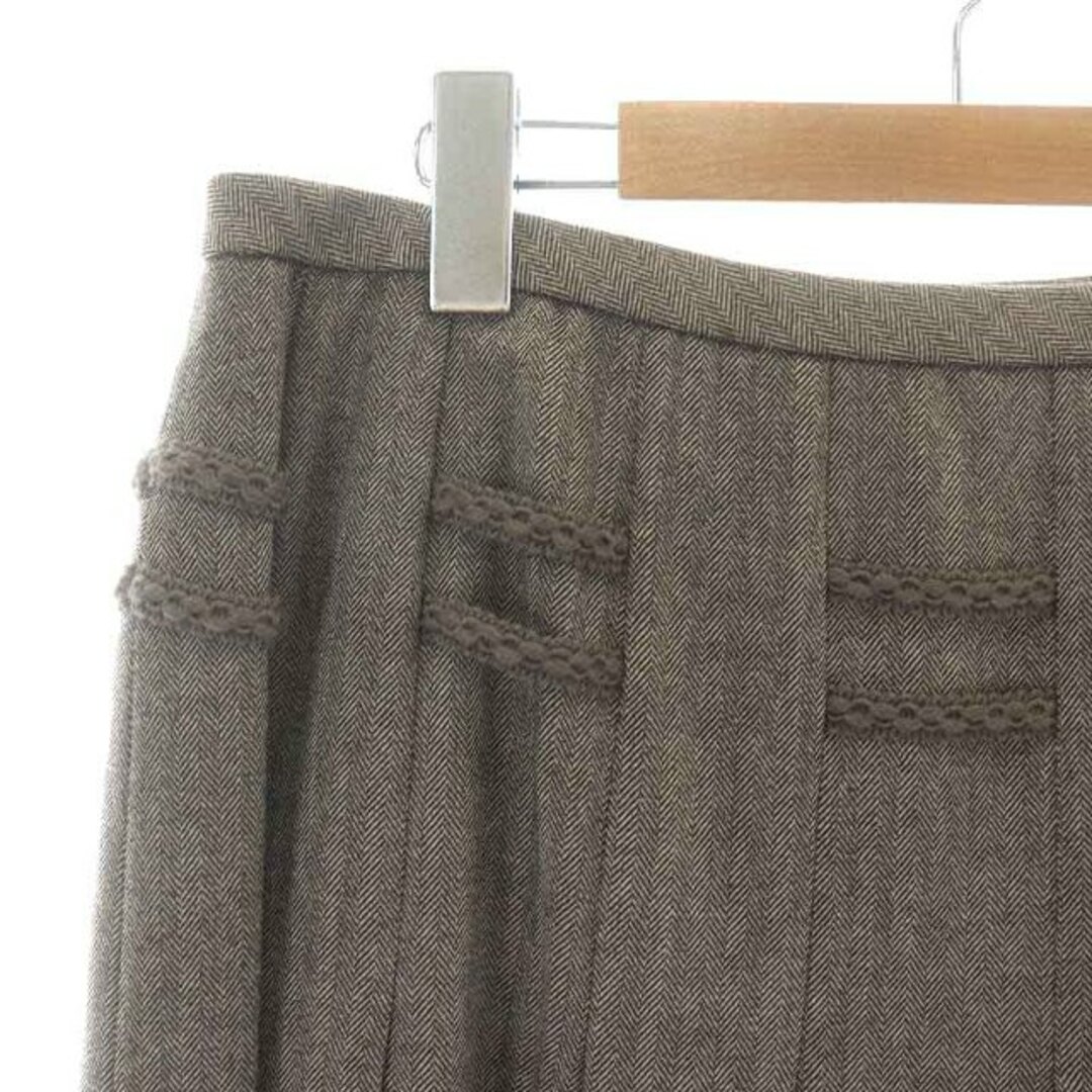 leilian(レリアン)のレリアン プリーツスカート ロング ミモレ ヘリンボーン 13+ XL 茶 レディースのスカート(ロングスカート)の商品写真