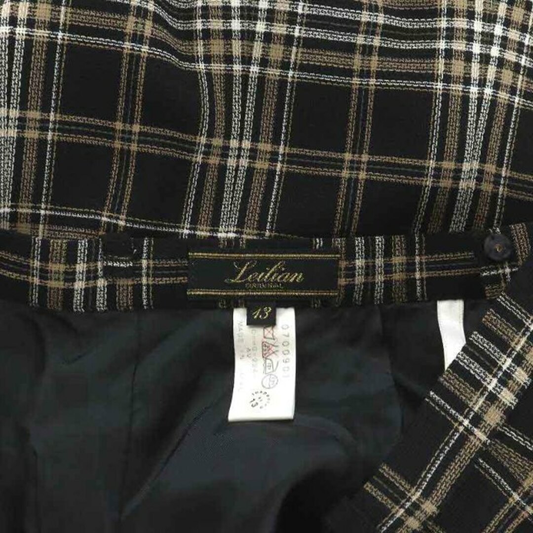 leilian(レリアン)のレリアン フレアスカート ロング ミモレ チェック 13 XL 黒 ベージュ 白 レディースのスカート(ロングスカート)の商品写真