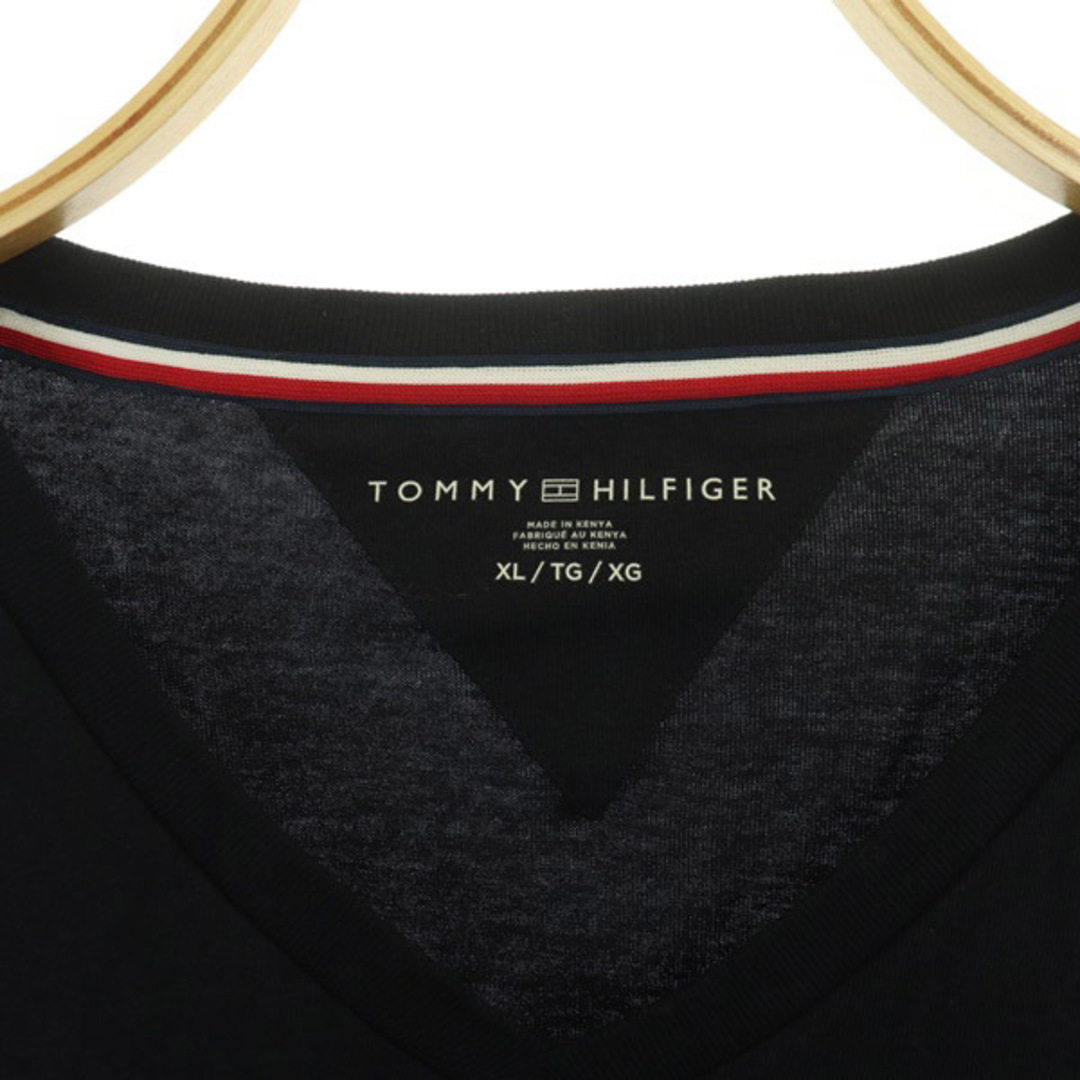 TOMMY HILFIGER(トミーヒルフィガー)のトミーヒルフィガー ビッグTシャツ 半袖 Vネック ロゴ刺繍 コットン XL 紺 レディースのトップス(Tシャツ(半袖/袖なし))の商品写真