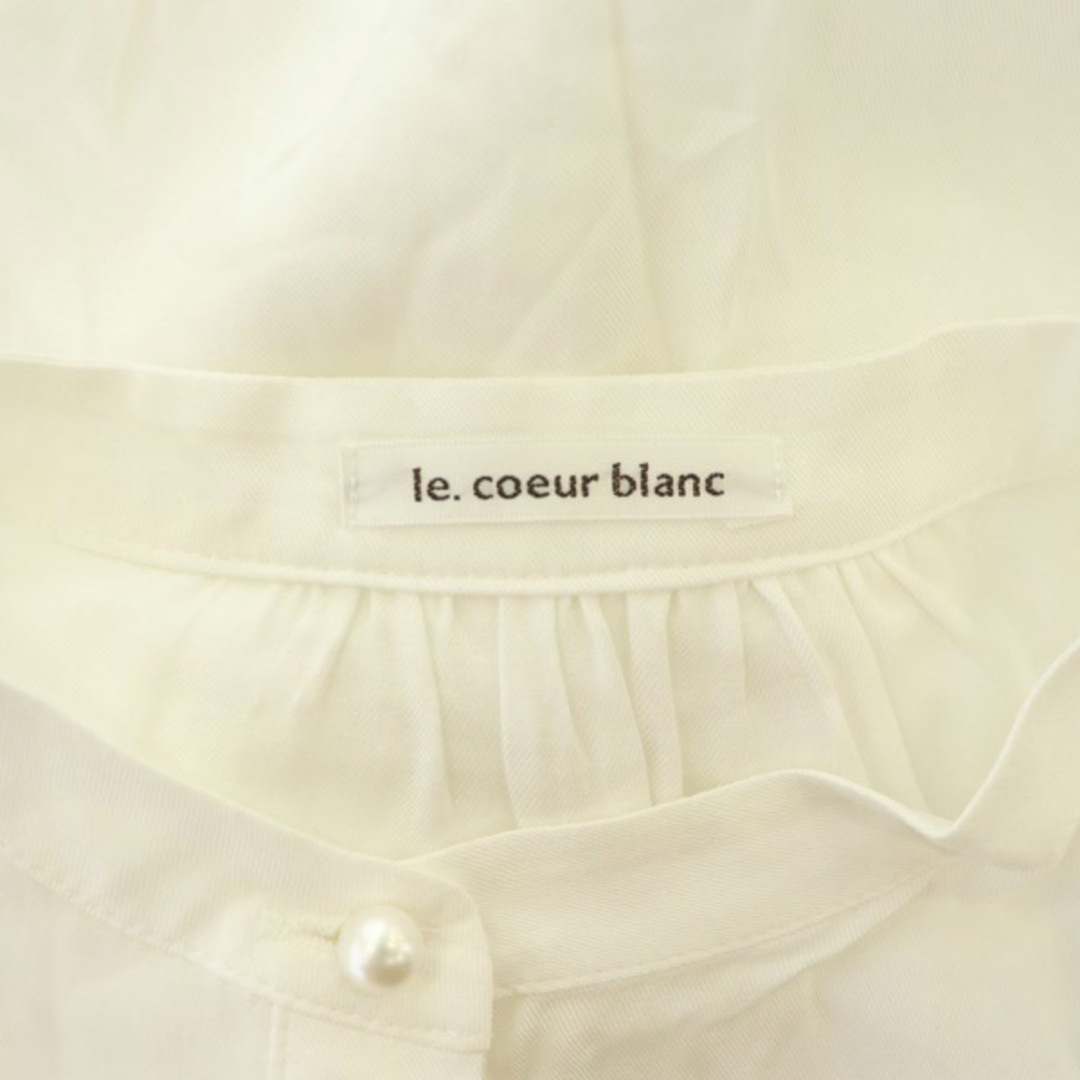 le.coeur blanc(ルクールブラン)のルクールブラン ラッセルレースコンビシャツ ブラウス 長袖 切替 バンドカラー レディースのトップス(シャツ/ブラウス(長袖/七分))の商品写真