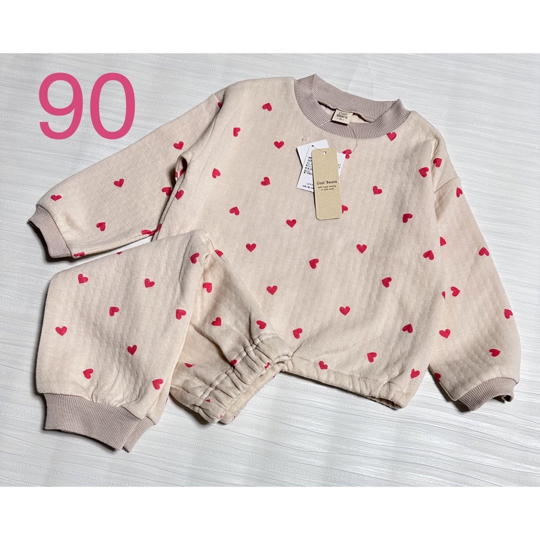 Cool Beans ハート柄　長袖　パジャマ　90cm 新品　女の子　子供 キッズ/ベビー/マタニティのキッズ服女の子用(90cm~)(パジャマ)の商品写真