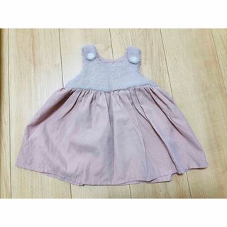 2641 【超美品】 ファミリア 80 ワンピース チェック 赤 黒 黄色
