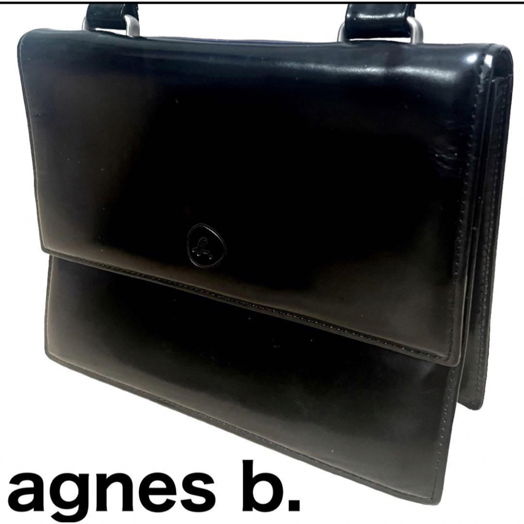 agnes b. VOYAGE ハンドバッグ　自立　bロゴ　型押し　フォーマル