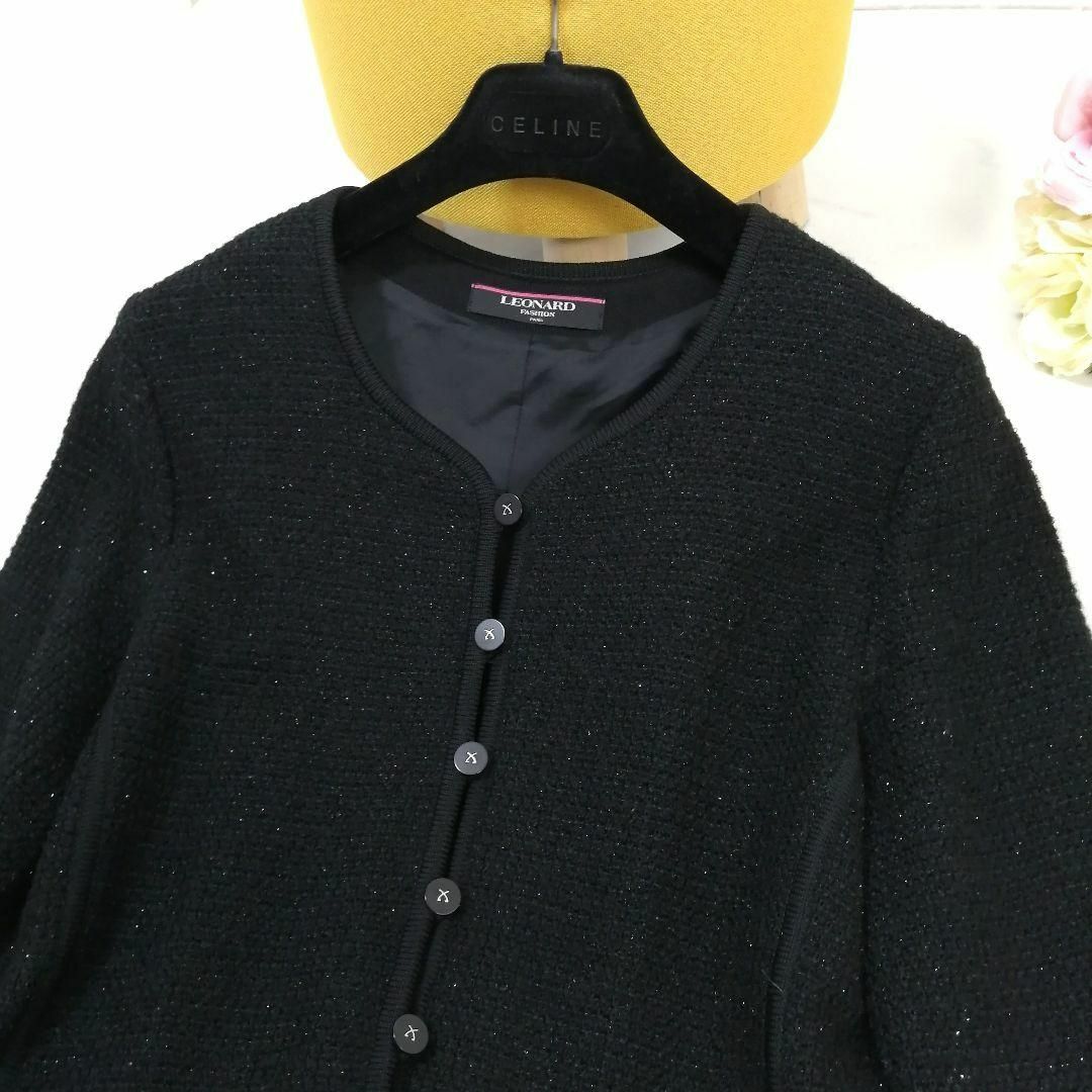 LEONARD - 美品✨ レオナール コート 羽織 カシミヤ ラメ トリム LL