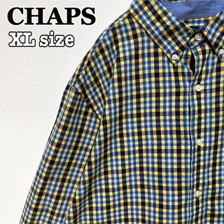 チャップス(CHAPS)のCHAPS チャップス BDシャツ 長袖 チェック 刺繍ロゴ ビッグサイズ 古着(シャツ)