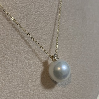 高品質　淡水真珠 パールネックレス ペンダント k18 チェーンs925
