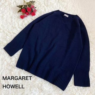 マーガレットハウエル(MARGARET HOWELL)の人気☆マーガレットハウエル カシミヤウールラグランニット シルク混 ネイビー(ニット/セーター)