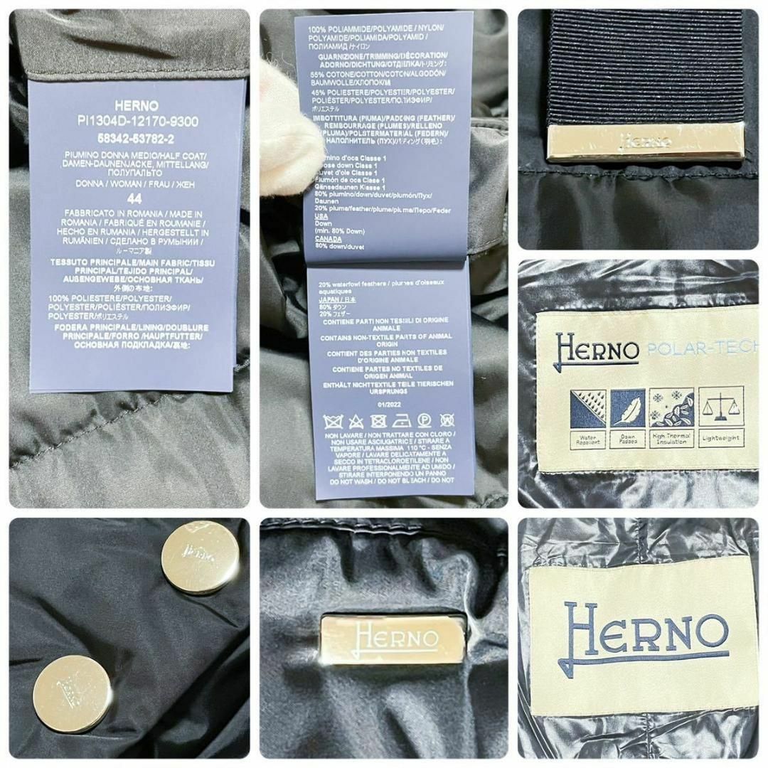 HERNO(ヘルノ)のヘルノ ポーラテック ゴールド金具 ロング丈 ダウンコート ブラック 44 レディースのジャケット/アウター(ダウンジャケット)の商品写真