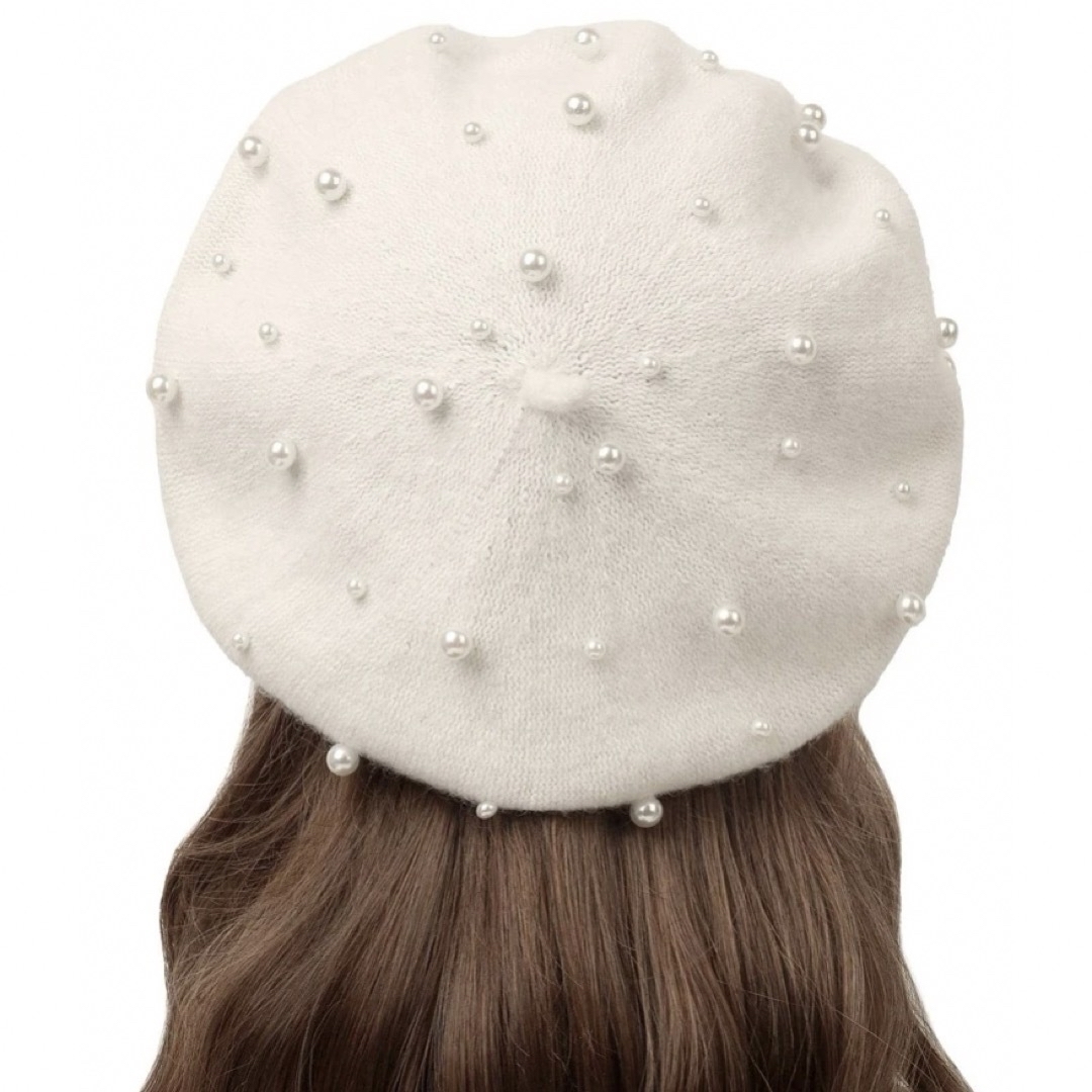 ZARA(ザラ)のウール混 フェイクパール 帽子 ベレー帽 パール レディースの帽子(ハンチング/ベレー帽)の商品写真
