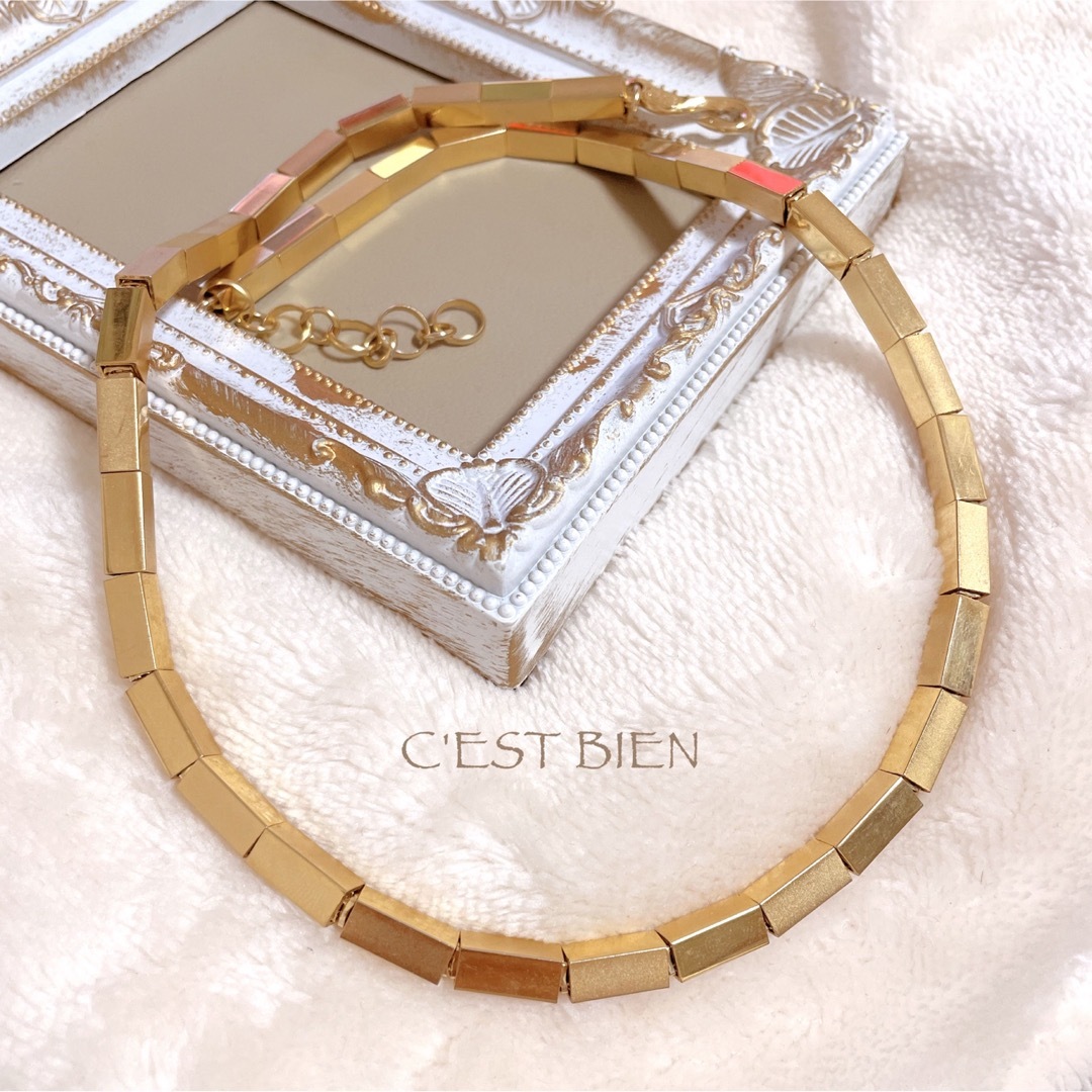 【C'EST BIEN】セビアン　ブロックネックレス　ゴールド　美品 | フリマアプリ ラクマ