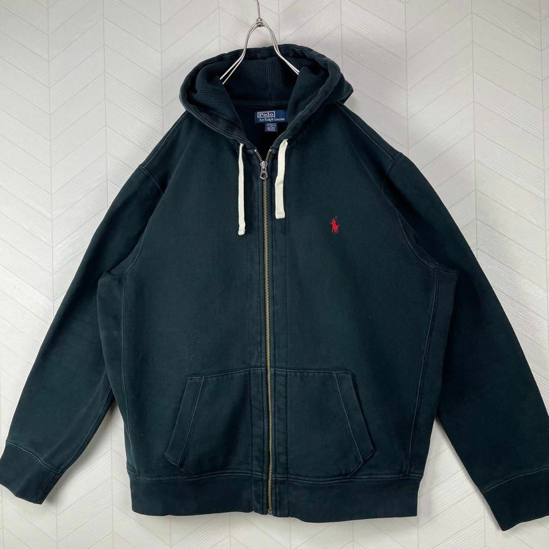激レア 90s ポロ ラルフローレン パーカー ジップアップ オーバーサイズ 黒
