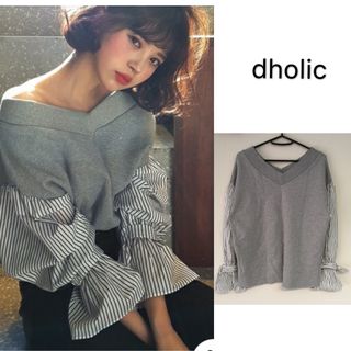 ディーホリック(dholic)の【美品/人気】dholic.vネックスエット トップス(カットソー(長袖/七分))