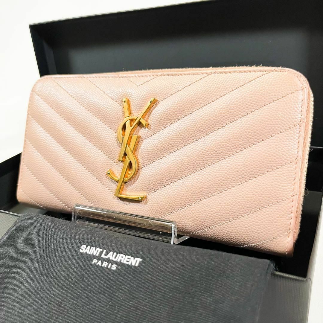 ☆箱あり美品☆サンローラン 長財布 Vステッチ カサンドラ-