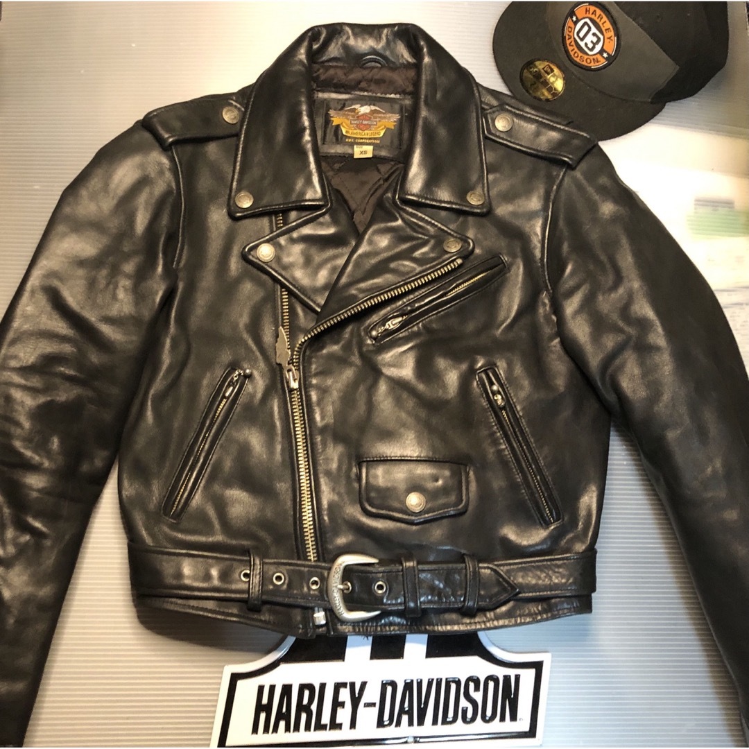 Harley Davidson - 【ザ黒革Wの革ジャン美品!】ハーレーダビッドソン