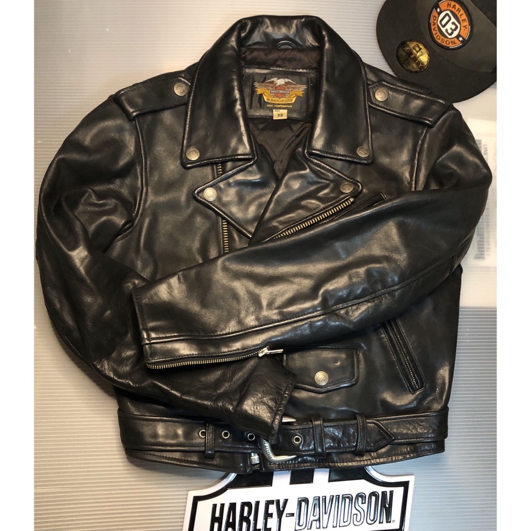 Harley Davidson - 【ザ黒革Wの革ジャン美品！】ハーレーダビッドソン 