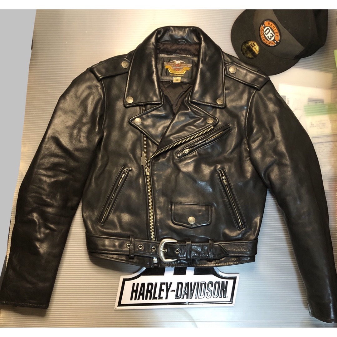 Harley Davidson   ザ黒革Wの革ジャン美品！ハーレーダビッドソン