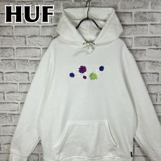 HUF ハフ　（M）　紺/花柄/刺繍/パーカー/長袖/厚手/フード/冬/秋