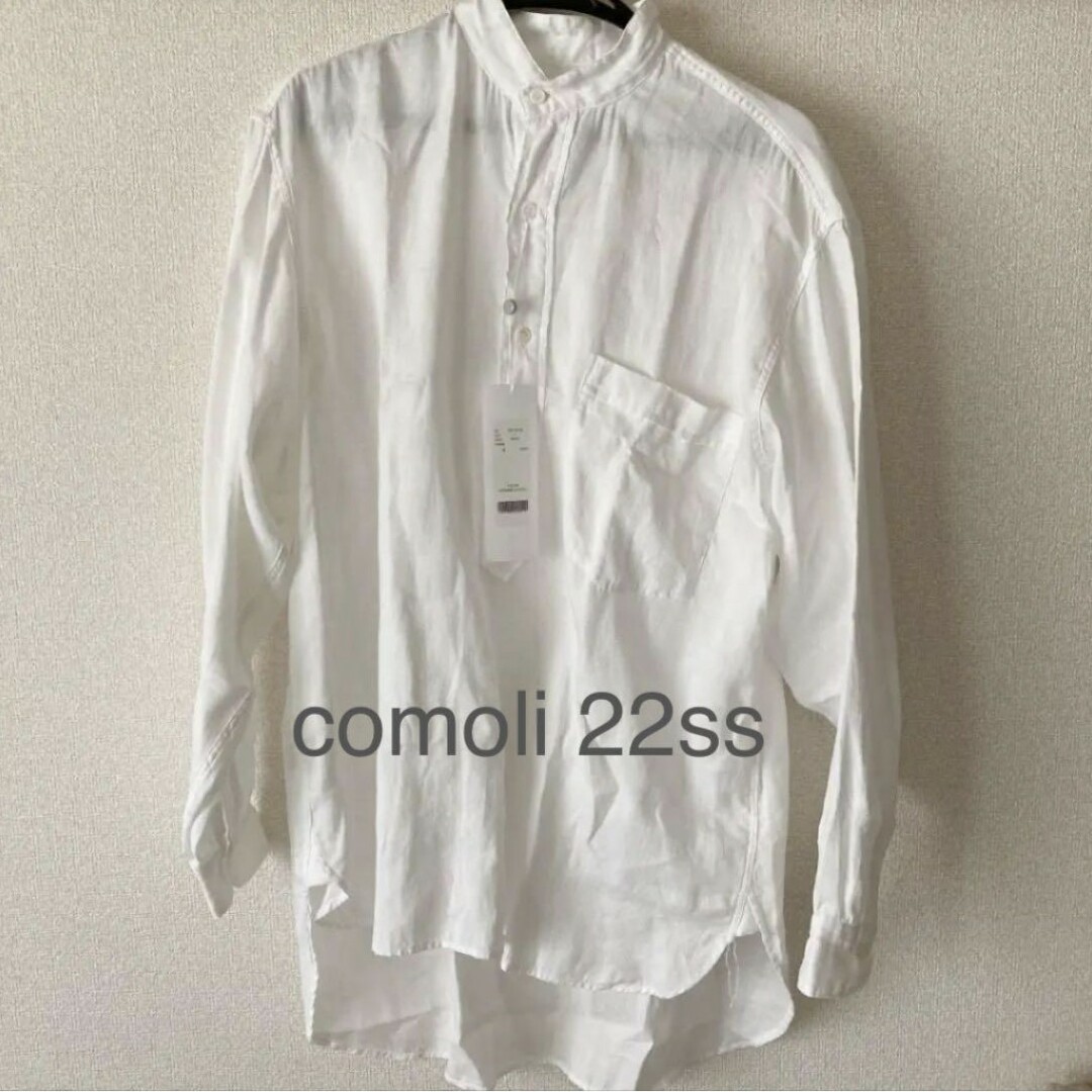 COMOLI リネンWクロス プルオーバーシャツ 22ss-