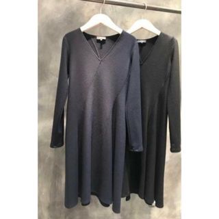 美品】theory USA製 ストレッチウール Aラインフレアワンピース0黒-