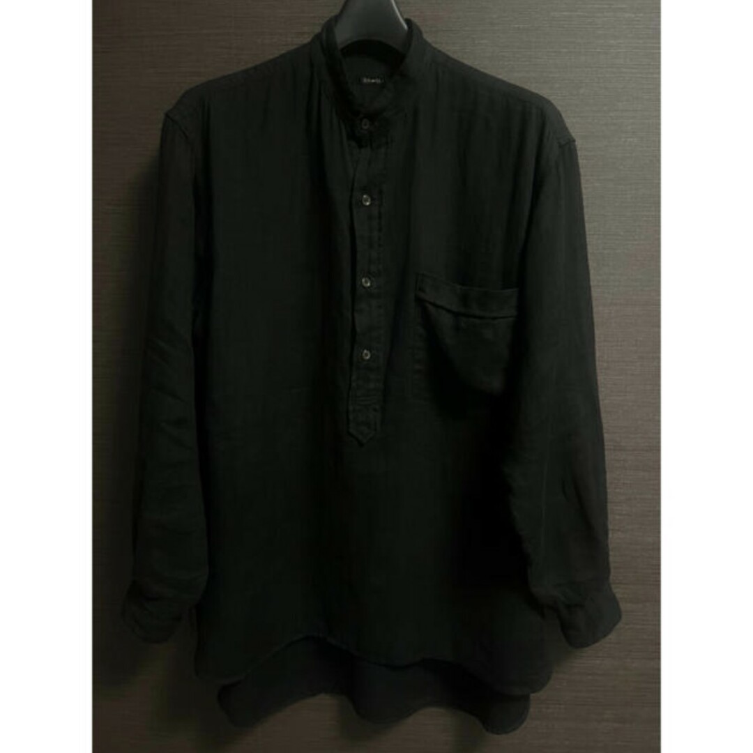 COMOLI - 22SS COMOLI リネンWクロス プルオーバーシャツ BLACK 1の
