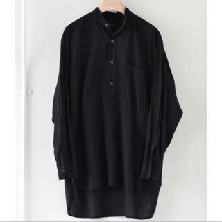 コモリ(COMOLI)の22SS COMOLI リネンWクロス プルオーバーシャツ　BLACK １(その他)