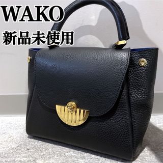 WAKO フォーマル ハンドバッグ ブラック レザー Sac de Temps-