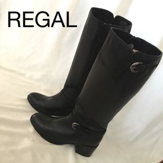 リーガル(REGAL)の‪☆USED・REGAL黒ロングブーツ23ベルトデザイン☆(ブーツ)