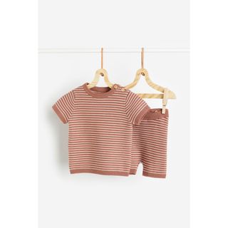 エイチアンドエム(H&M)の一回着用　H&M ボーダー　ニット　セットアップ　90(ニット/セーター)