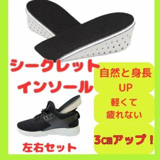 インソール シークレット 3cm 男女兼用 低反発 通気性 中敷 脚長 ハーフ(その他)