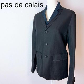 パドカレ(pas de calais)のpas de cala　パドカレ　リネン混 シャツテーラードジャケット　ブラック(テーラードジャケット)